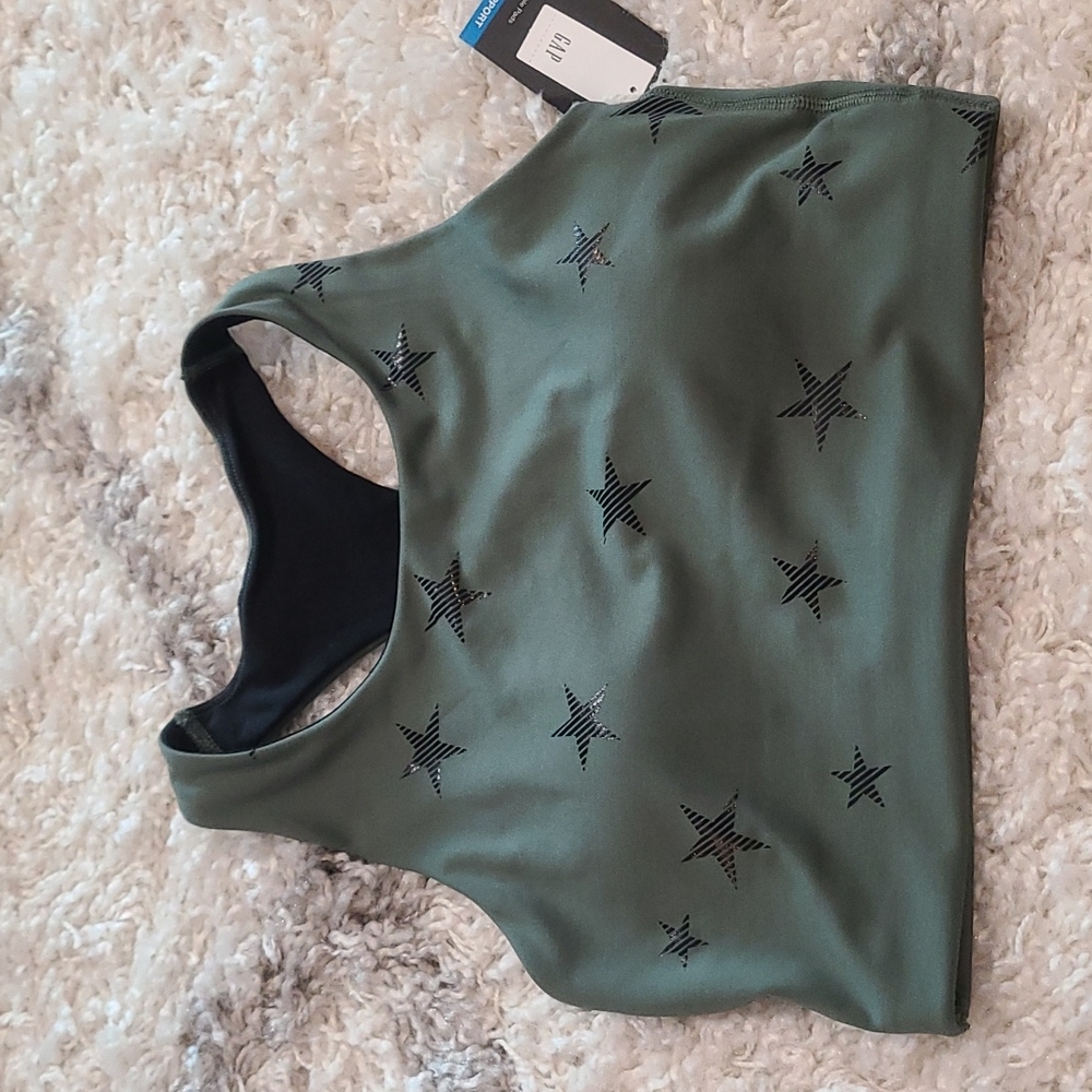 GAP Army Green Star Print Sports Bra